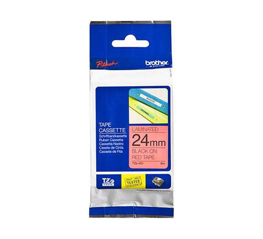 Brother TZe-451 24mm Black On Red Laminated Tape